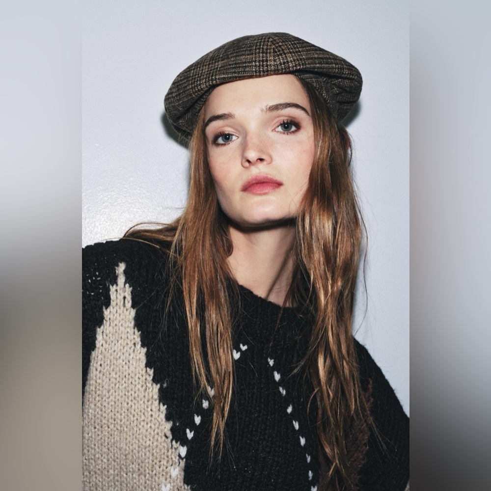 Zara Classic Wool Plaid Flat Cap - Size Small - NWT - Picture 2 of 5